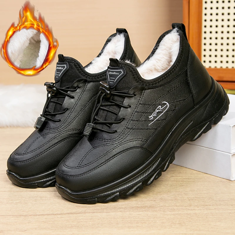 男女同款健步鞋2025冬季新款雪地靴加绒保暖男鞋厚底防水棉靴棉鞋