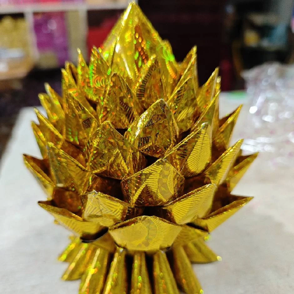手工折纸金莲花银莲花可做金山银山折纸成品直径10厘米文具直播