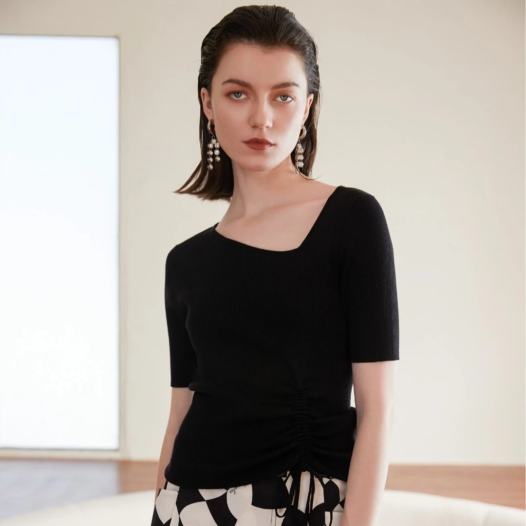 【粉丝专享】M733104623T恤针织修身打底显瘦莱赛尔通勤