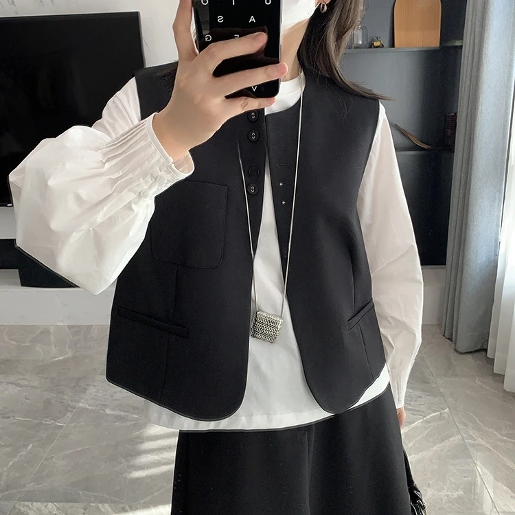 「设计感 5粒包扣」气质通勤西装马甲春秋休闲百搭叠穿马夹坎肩S038