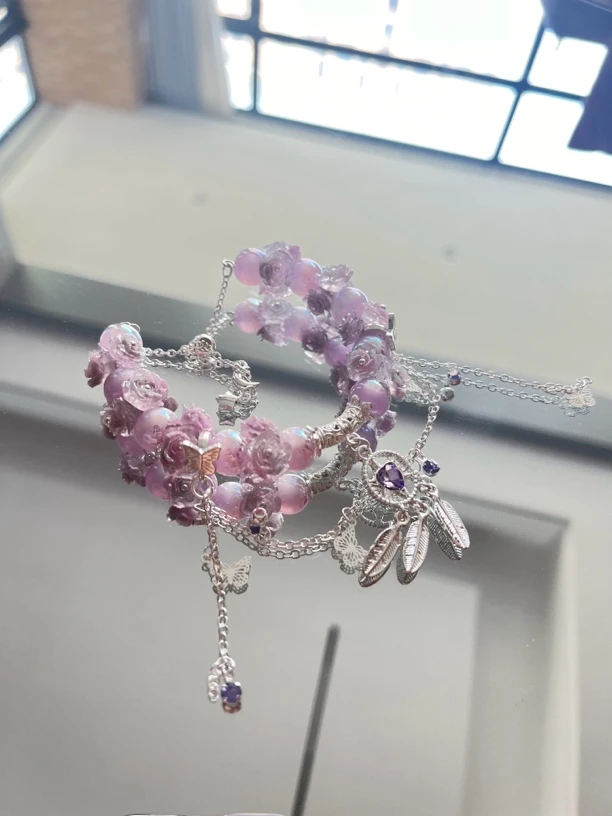 合金树脂手链 星月新中式风格个性百搭饰品软胶花手链