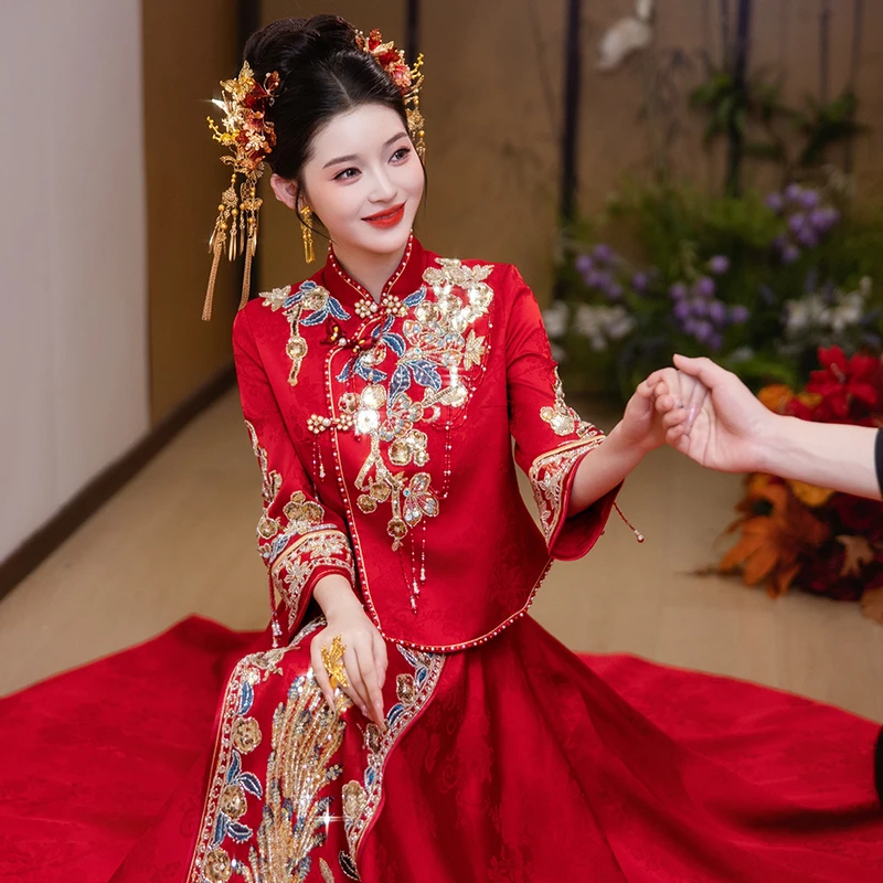 红色新中式礼服秀禾服婚服2025新款新娘结婚嫁衣敬酒出阁服回门女