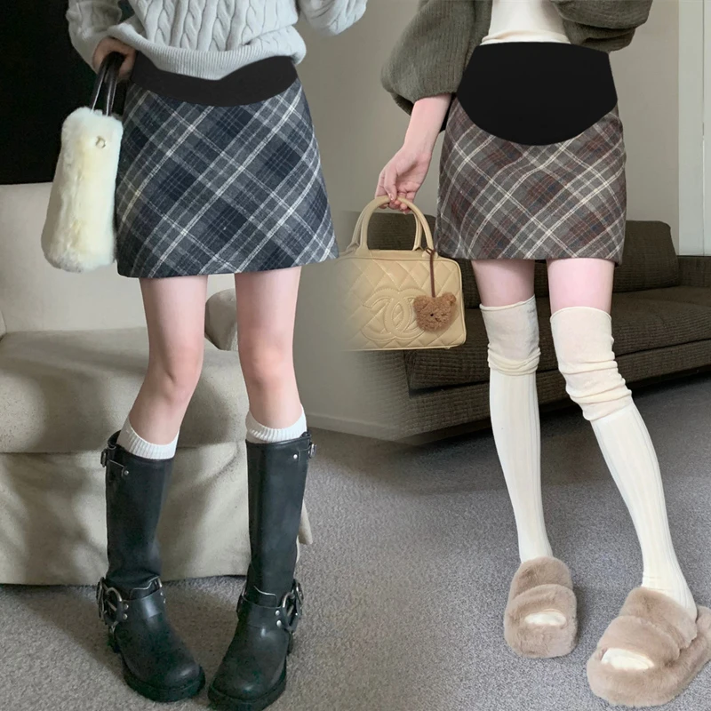 秋冬孕妇装加厚孕妇时髦洋气式复古女半身裙防走光外穿A字裙