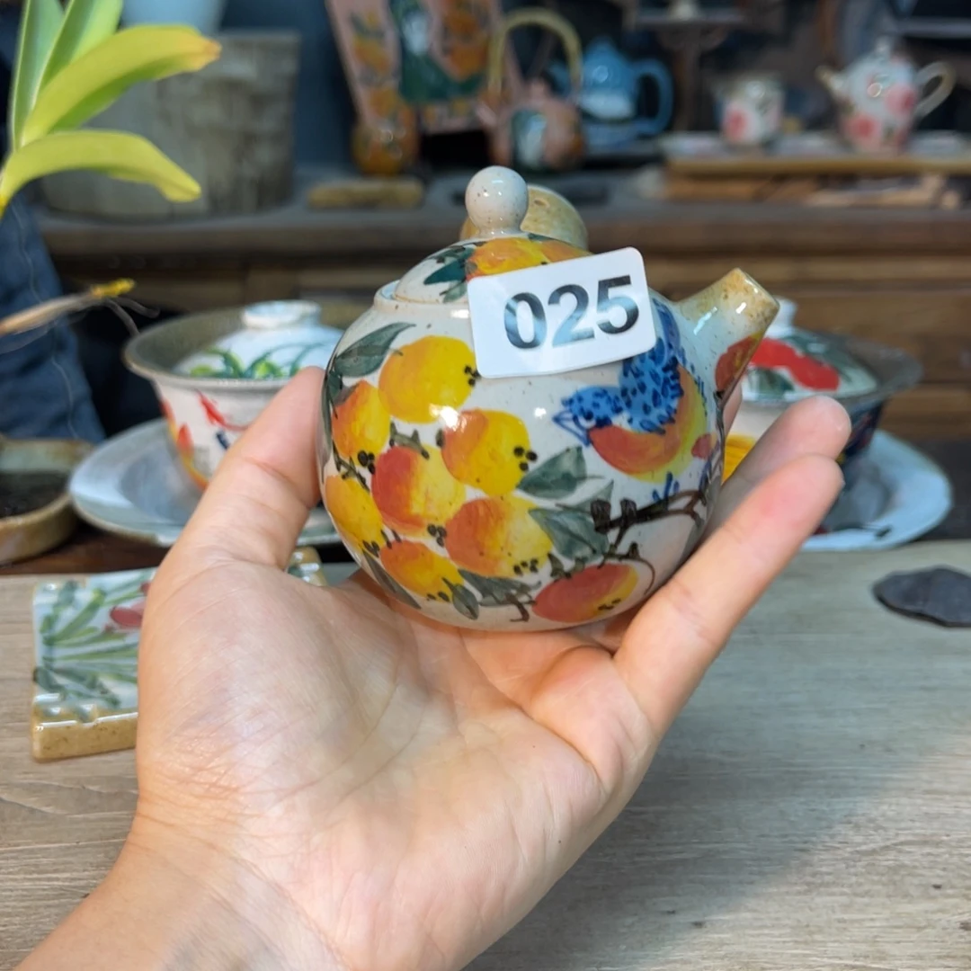 壶素浅陶瓷手工手绘