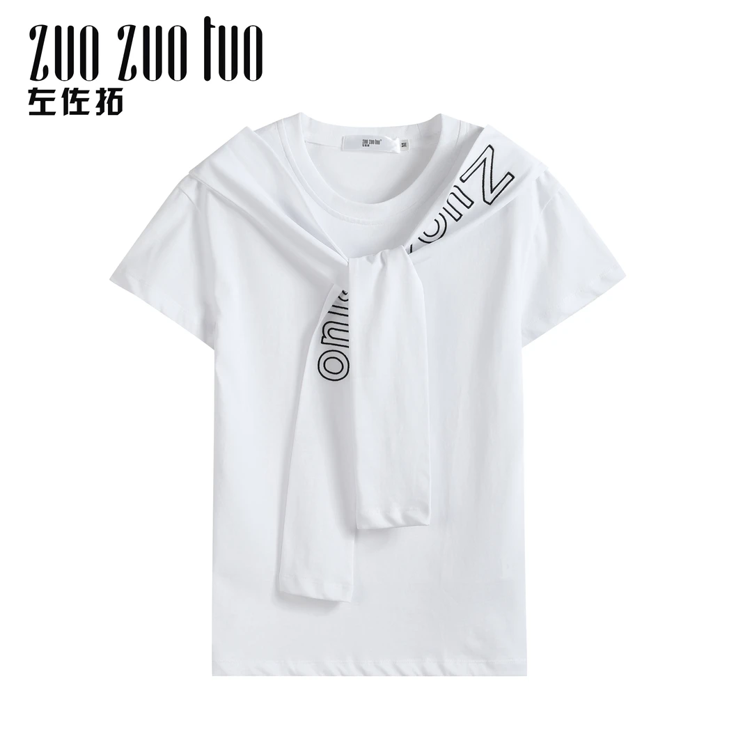 ZUOZUOTUO左佐拓专柜热卖夏季女薄款刺绣短袖T恤7637