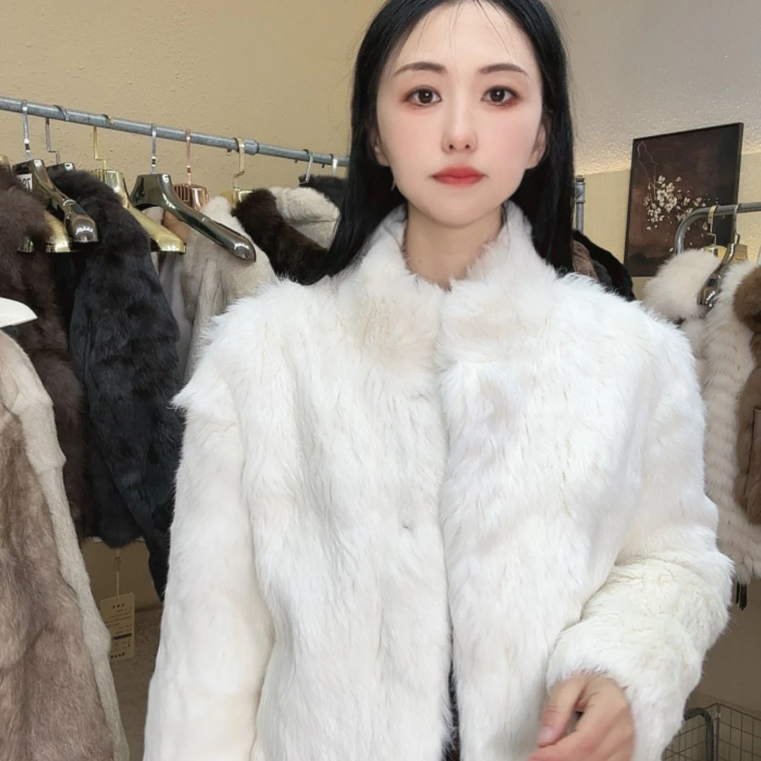 【闪购商品】兔毛外套搭配