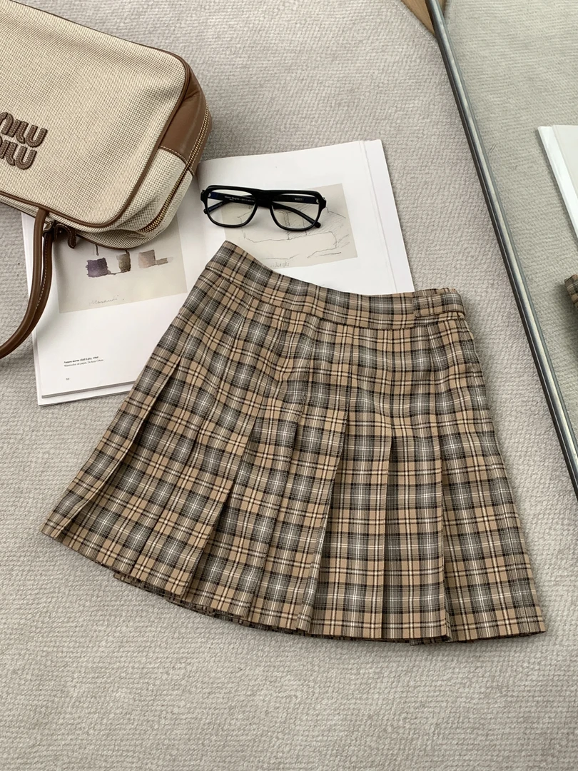 轮P 13【爱丁堡学院】定制料“对条格纹”bb*学院感~高腰百褶裙
