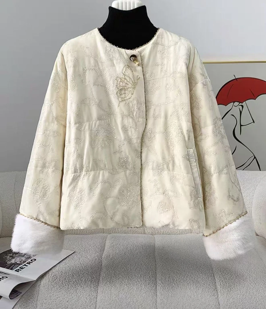 【加棉】花香引蝶--新中式加棉设计师高定轻奢宽松休闲复古圆领国潮