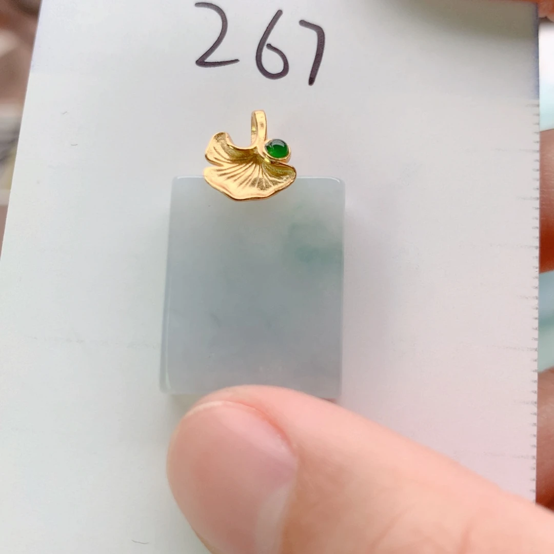 翡翠银S925镀金镶嵌颈饰吊坠