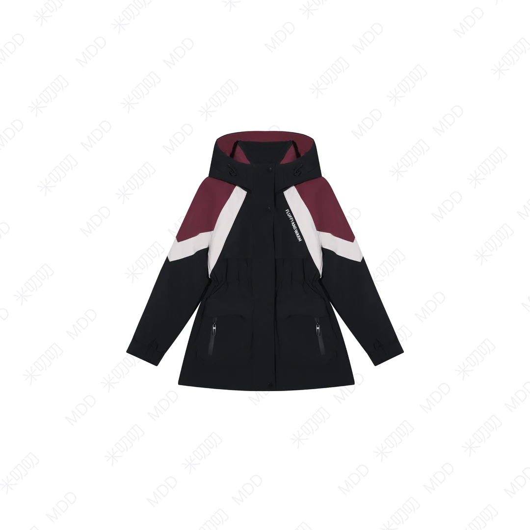 中长款连帽收腰休闲工装拼色羽绒服24AW 230
