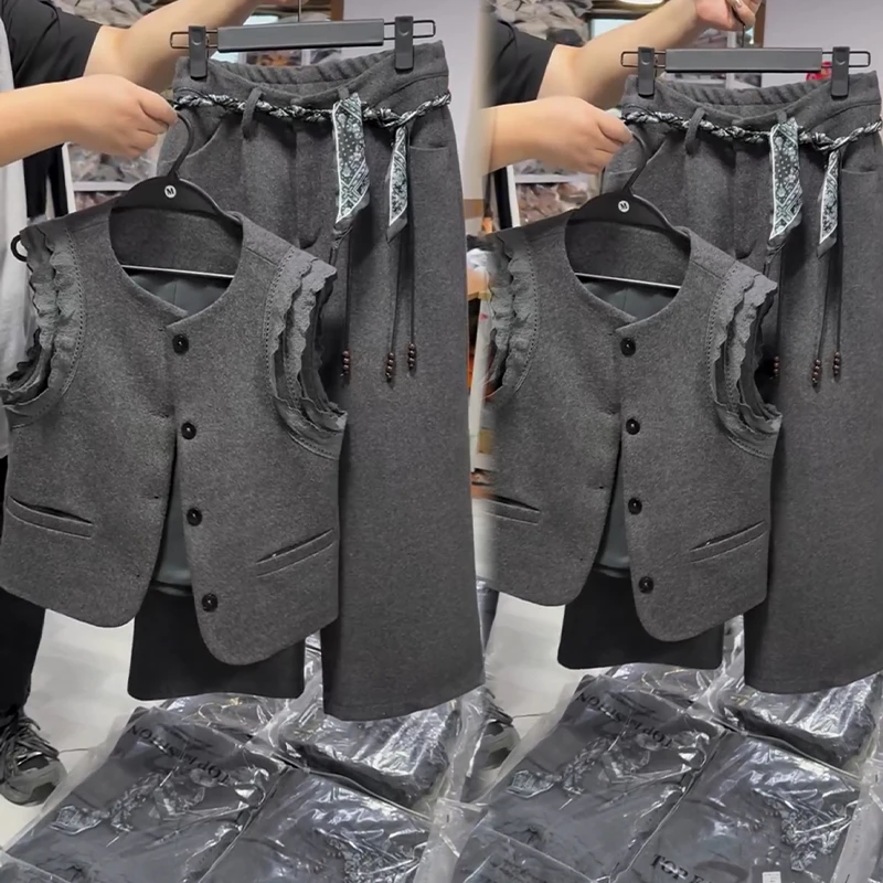 2025秋冬新款时尚显瘦气质网红高档套装女高级百搭宽松大码两件套