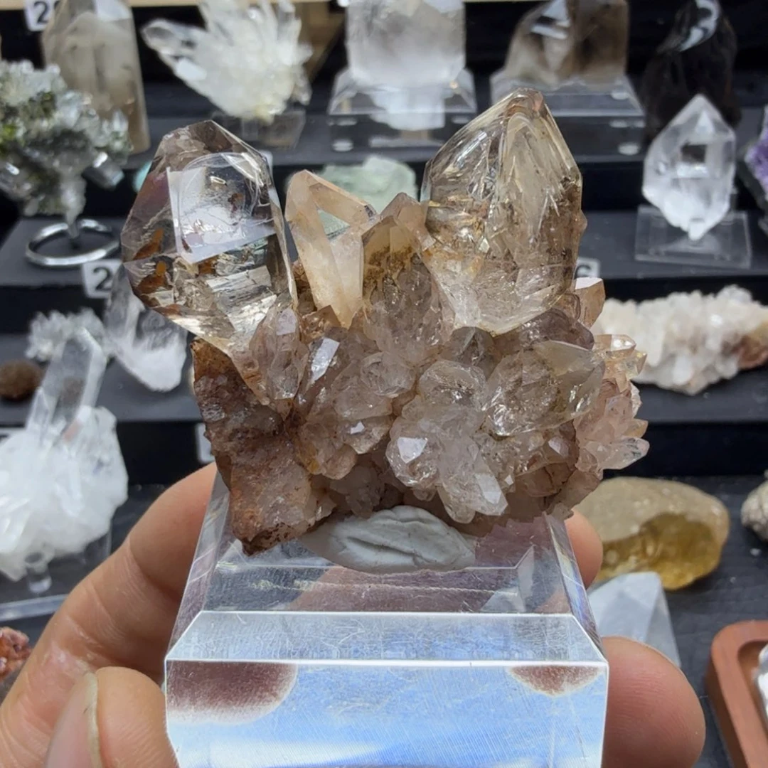 花***昙石材天然水晶摆件