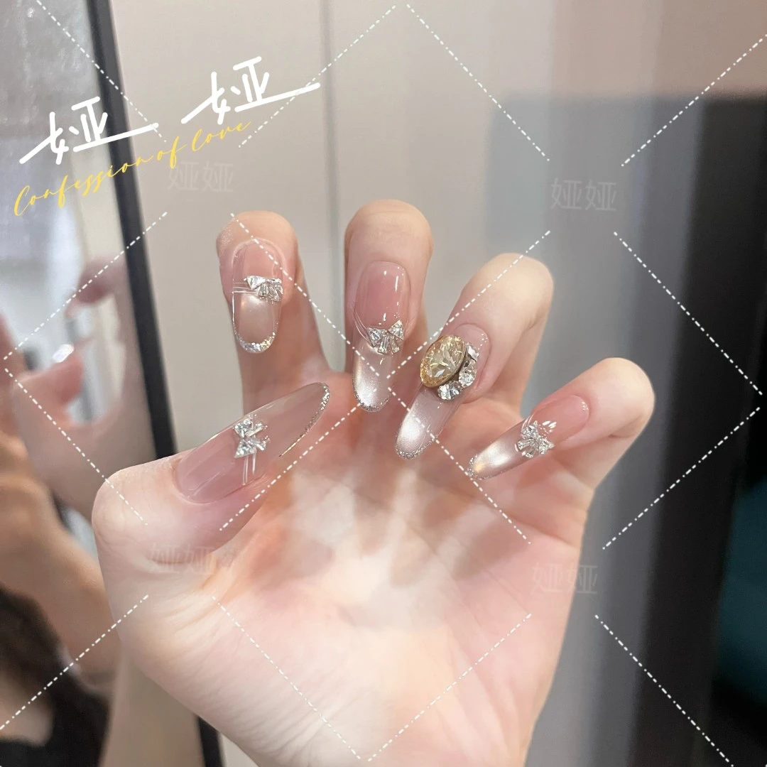 【甜心蝴蝶】高品爆款纯手工穿戴甲绵密猫眼蝴蝶高级美甲贴