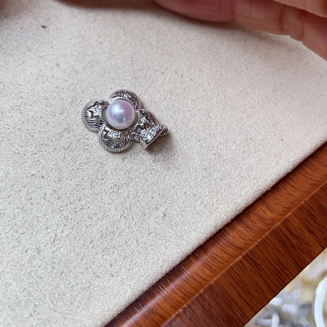 淡水珍珠吊坠(不含链)银S925镶嵌