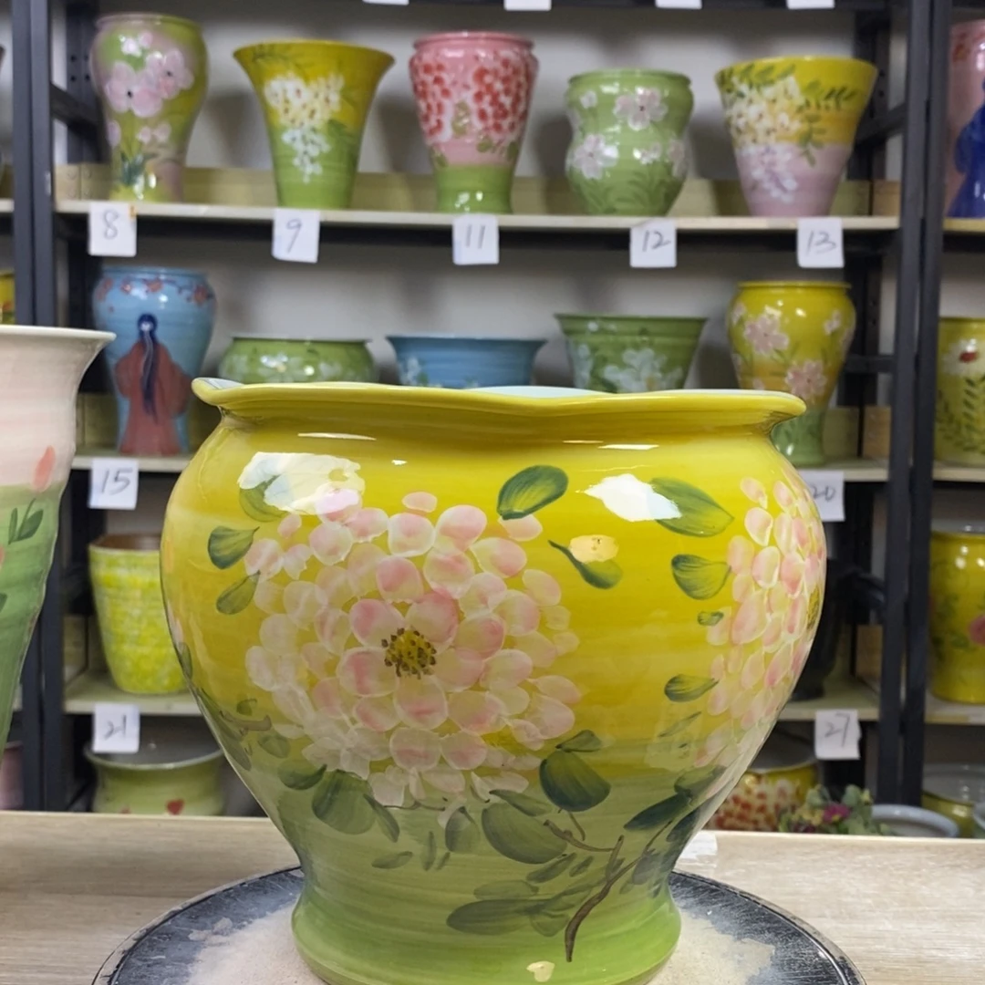 景德镇手工手绘陶瓷花盆