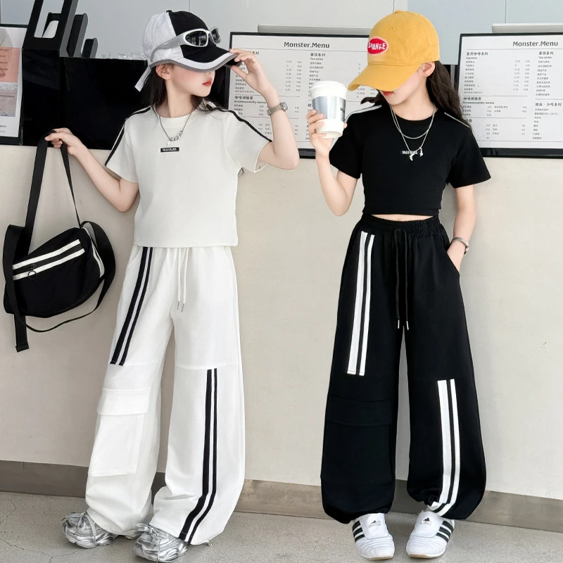 女童夏装套装2025新款6-12岁中大童时髦洋气休闲运动两件套小女孩