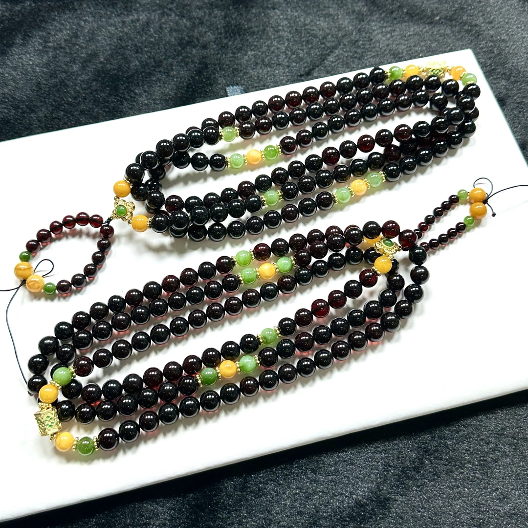 【WR】血翳珀DIY毛衣链-约9mm（多样性发其一）