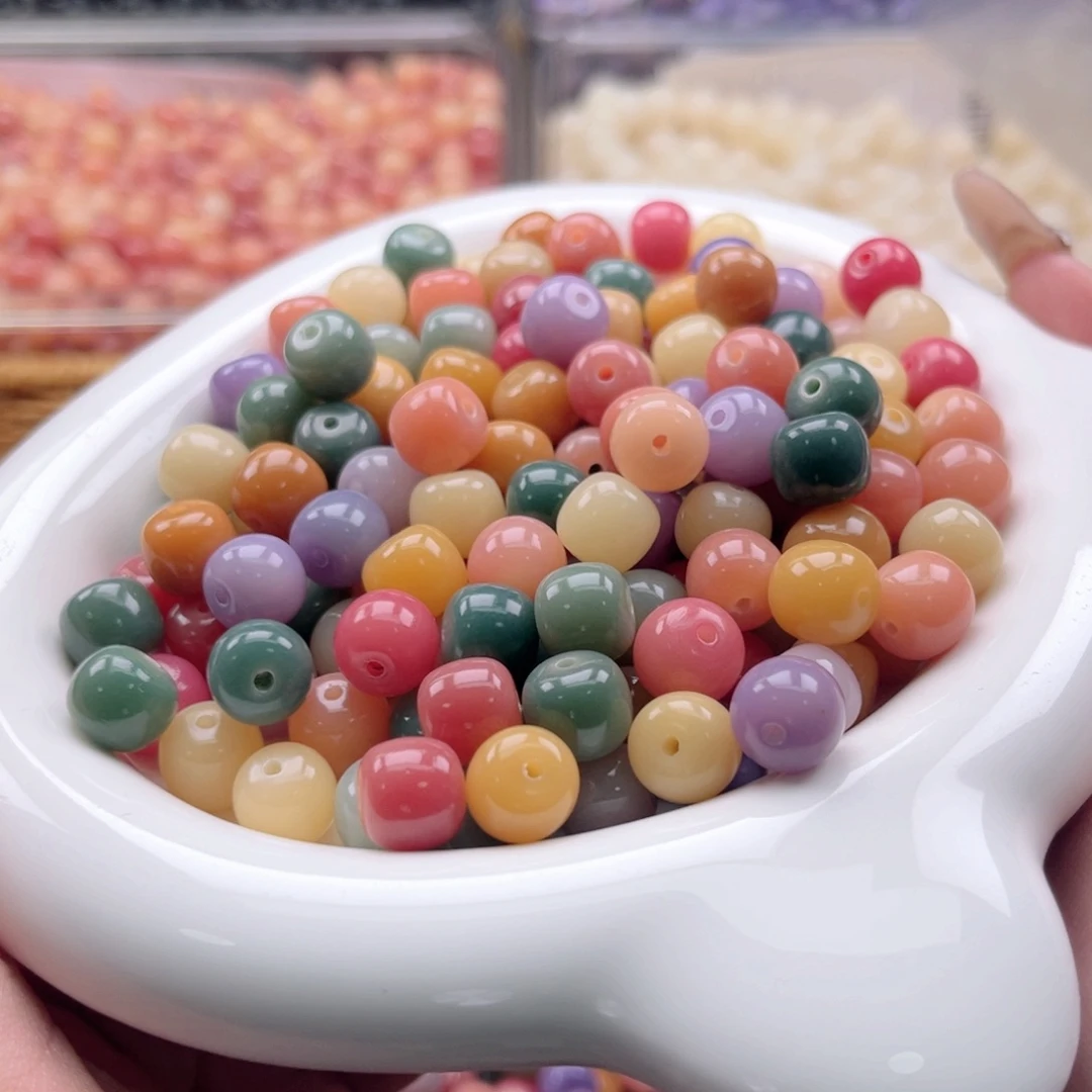 白玉菩提吊坠q10mm120颗。彩虹珠