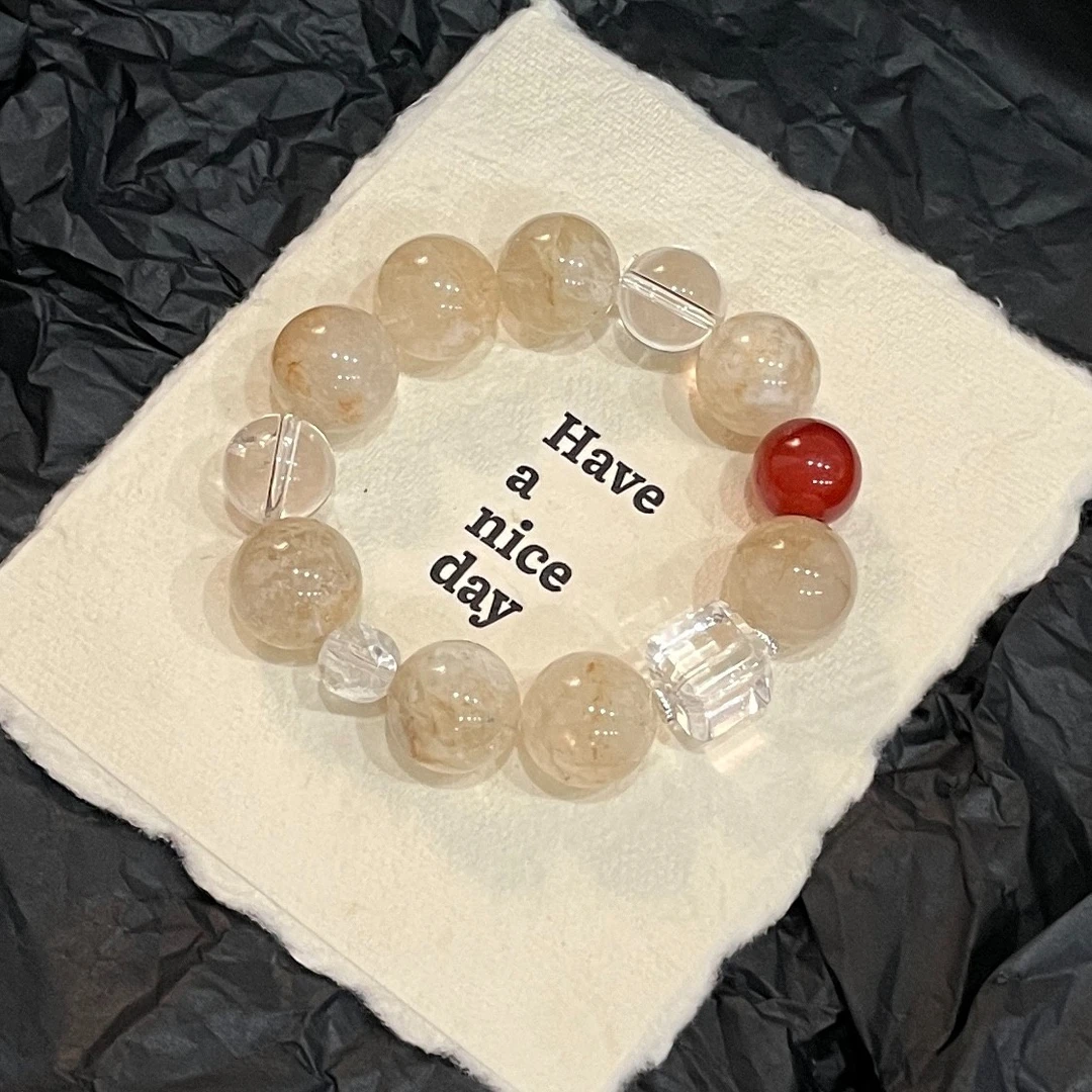 【焦糖布丁】16m焦糖幽灵+14红玛瑙原创水晶手串均有瑕、多样发TY236