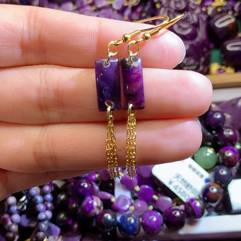 【闪购商品】苏纪石（舒俱来）耳钩银S925镀金镶嵌