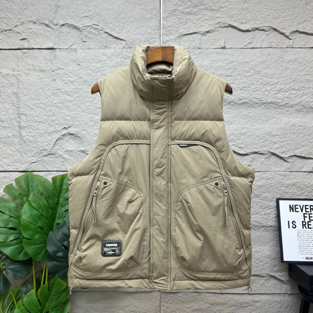 2025新款男士羽绒马甲休闲立领蓬松白鸭绒加厚马夹无袖坎肩背心男