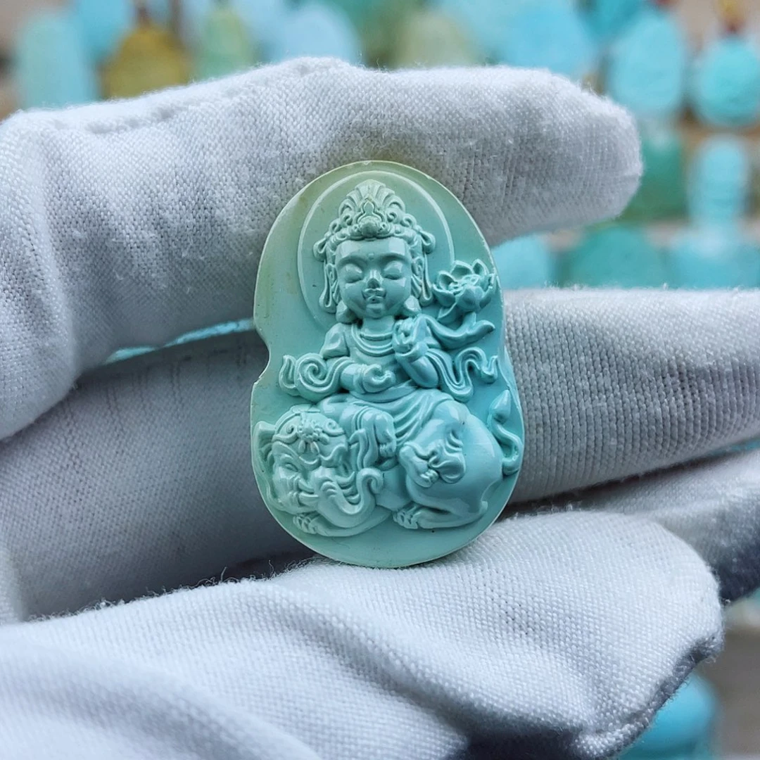 未镶嵌绿松石珠宝奇石普贤菩萨