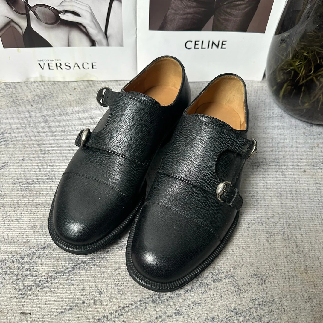 99新 GUCCI/古驰 葡萄籽奢潮/gucci 马鞍扣黑色皮鞋/39
