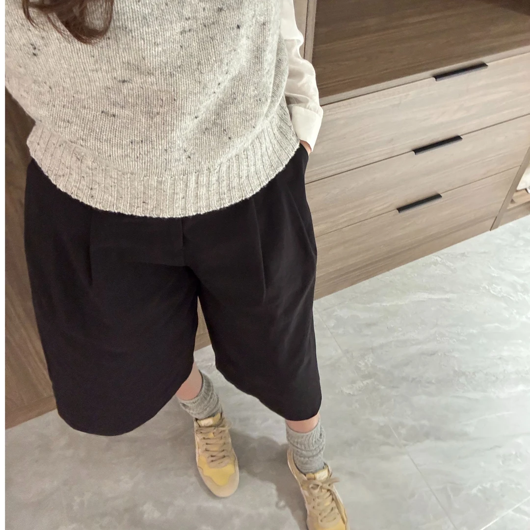 JIREH以乐(o^^o) 韩货 阔型休闲西装款七分裤
