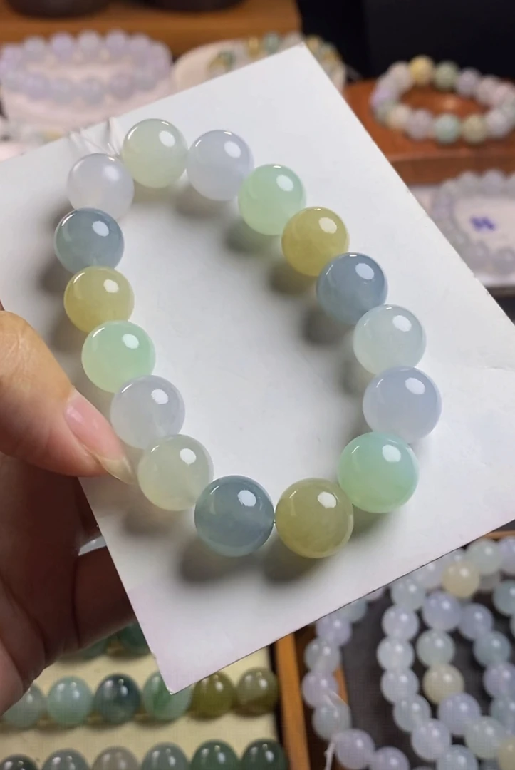 翡翠毛货手串未镶嵌尺寸卡12+