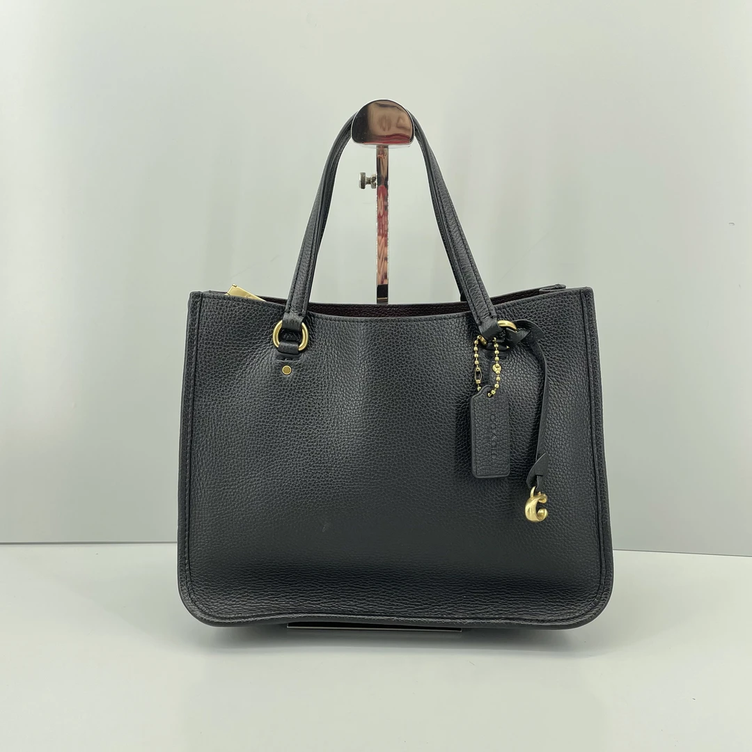 95新 COACH/蔻驰 黑色手提斜挎包 28*21*12cmE011711