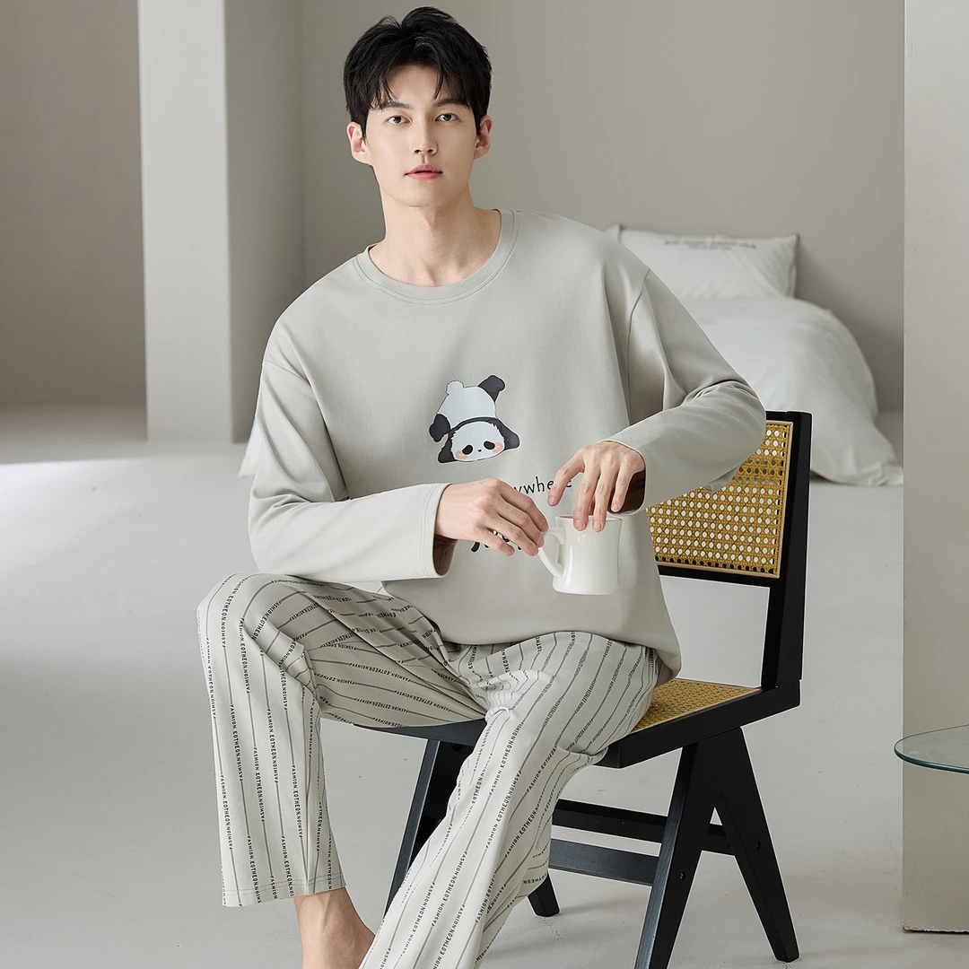 男士睡衣纯棉100%全棉春秋季男款爆款2026新款男生长袖家居服套装