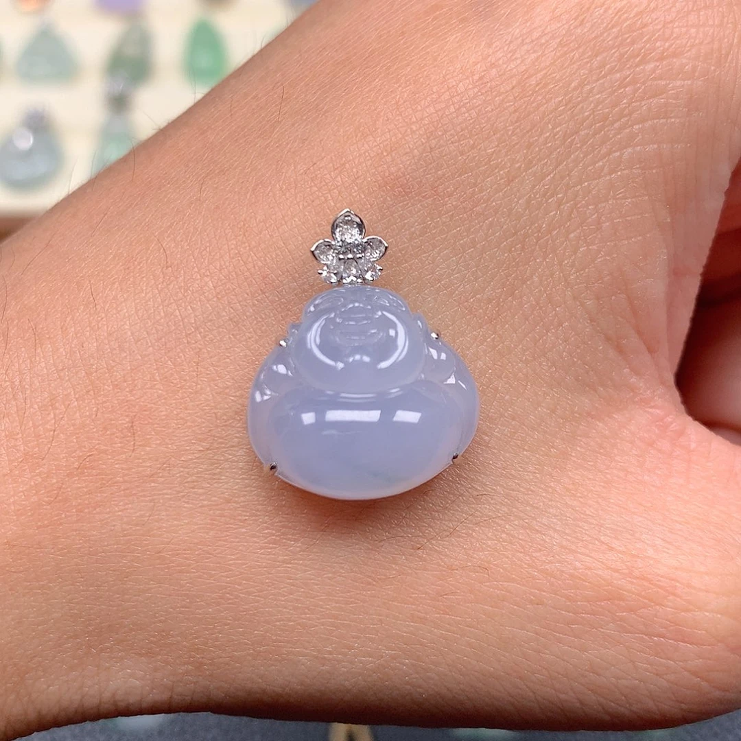 吊坠(不含链)18K金镶嵌翡翠