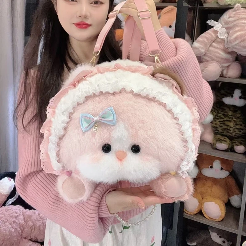 美盛匠新正版大脸猫双肩背包玩偶斜挎包儿童书包毛绒玩具公仔娃娃