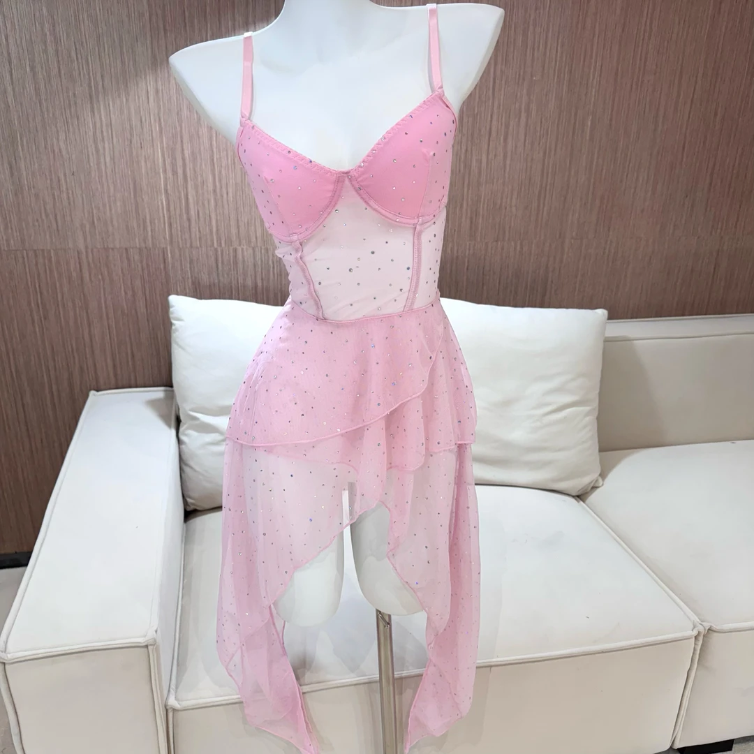 《碎钻银河》网纱亮片紧身吊带裙