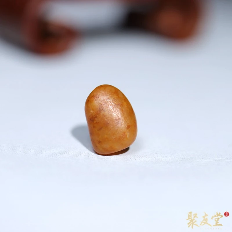 聚友堂王伟玉雕1.2克新疆和田玉籽料黄沁独籽原石金镶玉手链籽