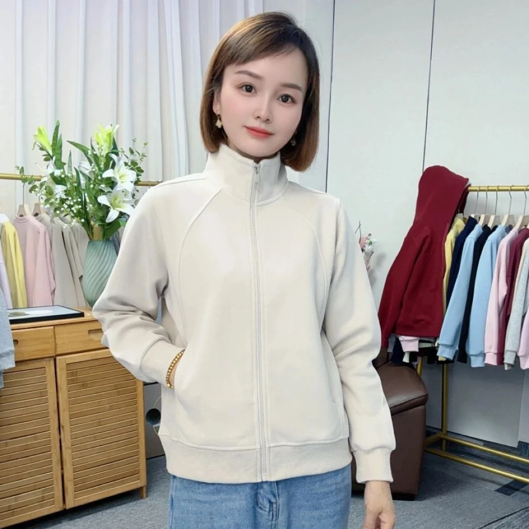 【0091正肩立领加绒/不加绒】秋冬短款百搭卫衣休闲时尚翻领衫外套