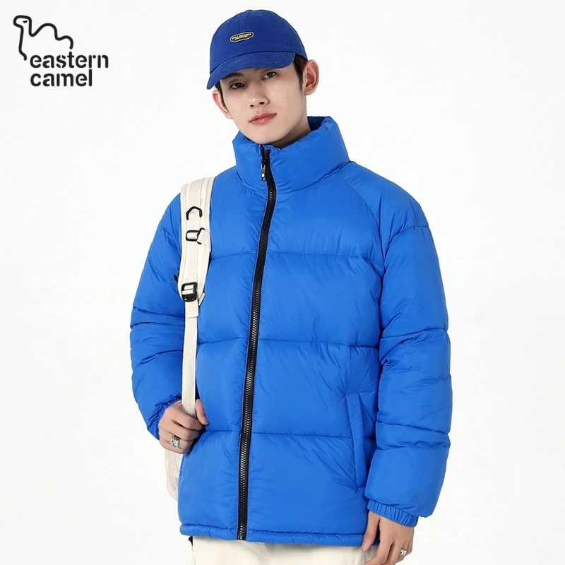 东方骆驼短款棉服男款2025新款休闲百搭立领面包服保暖黑色外套男