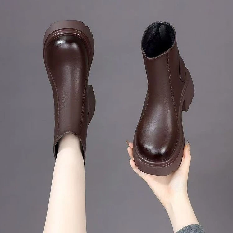 秋冬马丁靴短靴保暖圆头中跟冬季保暖阔腿裤必备鞋鞋子雪地靴