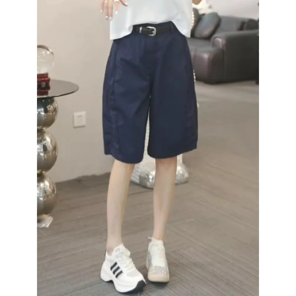 2025年夏季新款网红花苞裤子女士显瘦直筒工装裤女士百搭时尚裤子