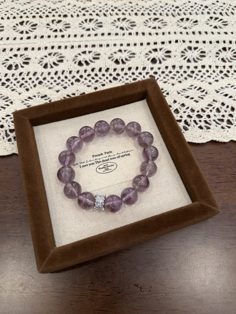 【冰镇葡萄】天然紫水晶手串12mm紫葡萄冰透手链送闺蜜好友