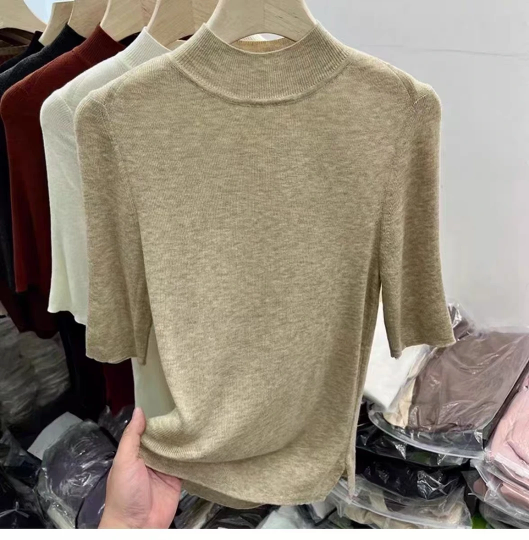 圆领薄款软糯立领加绒打底衫纯色衫毛针织衫