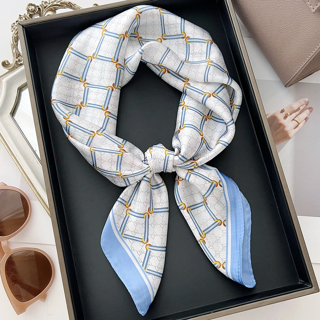 英国CospKosp新款方块格子小丝巾通勤气质百搭小领巾绑包绑发带女