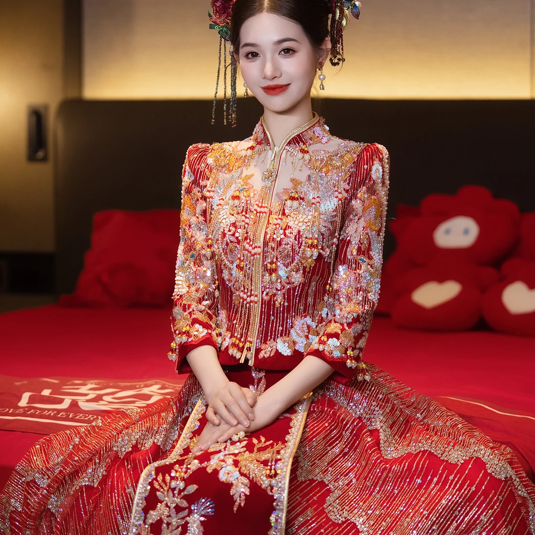 新中式新款礼服结婚服装新娘中式秀禾服礼服结婚服装新娘婚服嫁衣