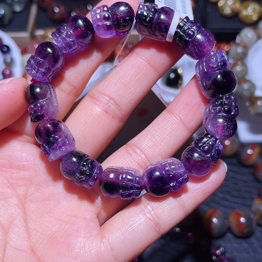 水晶未镶嵌手链紫超七貔貅