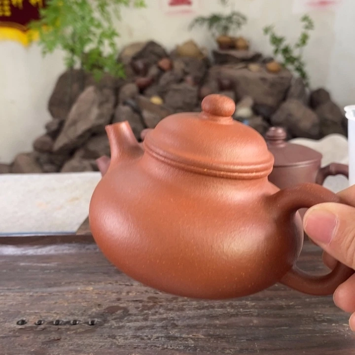 紫砂茶壶红降坡容天180左右的容量半手制作