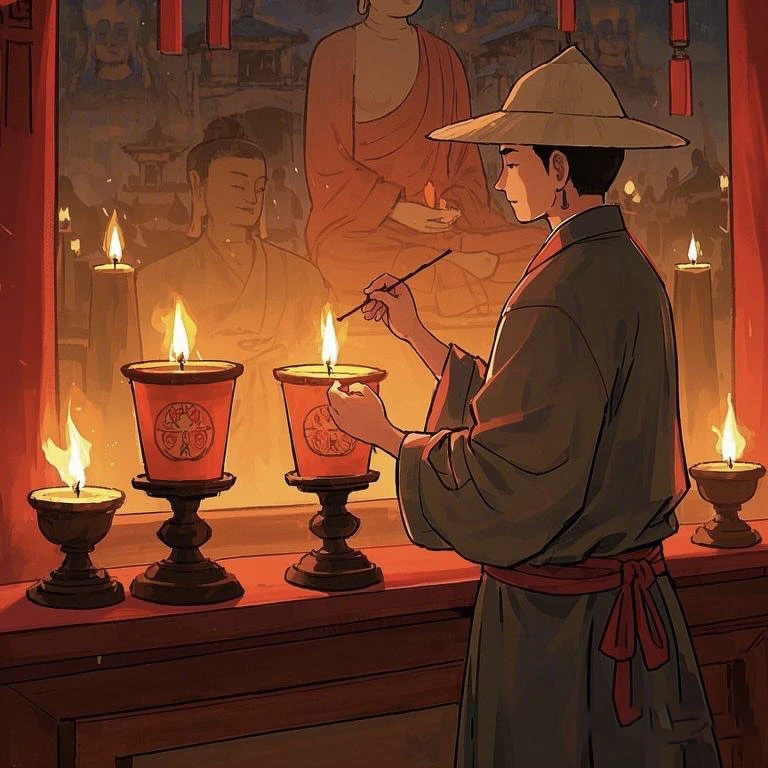 莲花瓶口灯-植物酥油灯（视频回传）