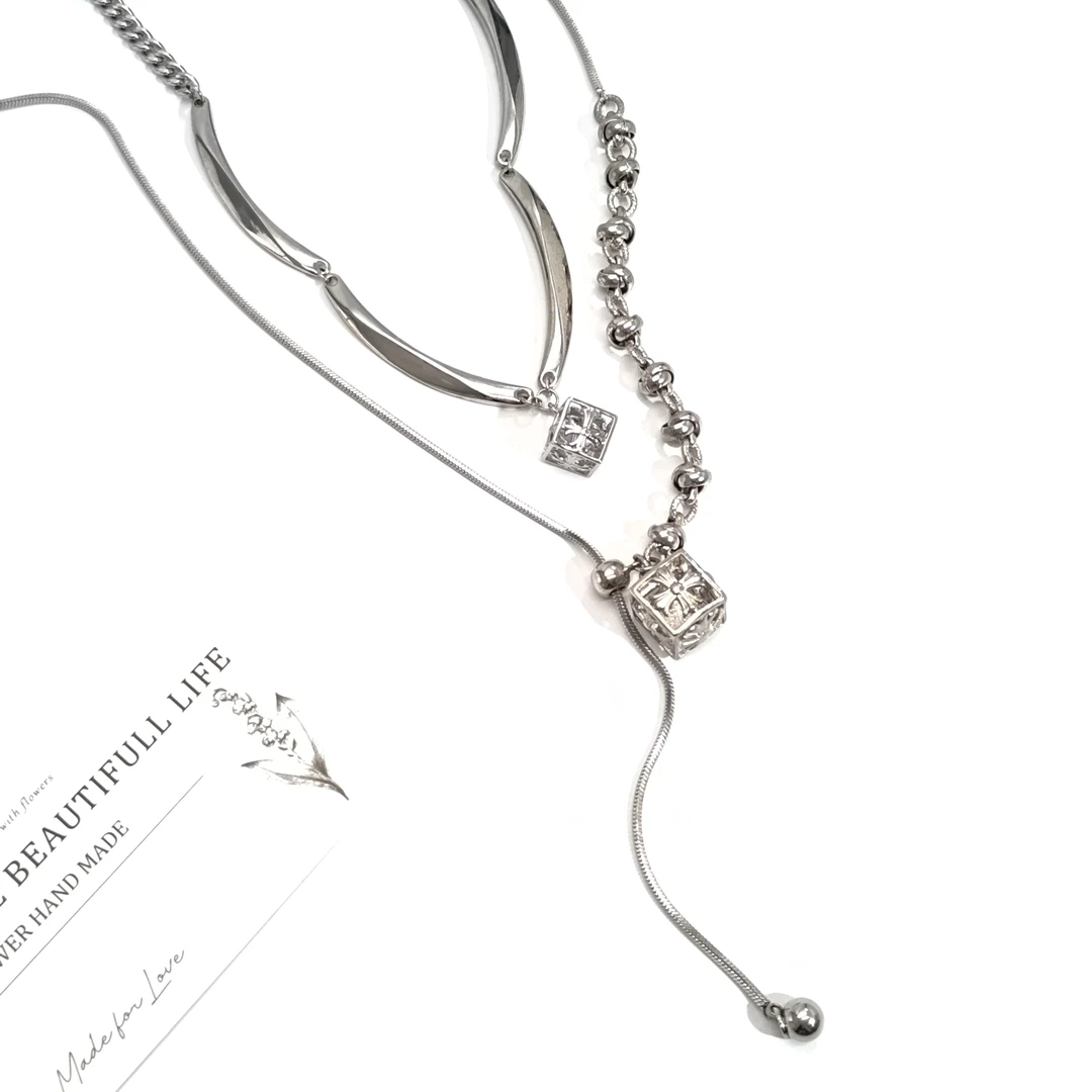 铜合金项链 06835高级个性十字骰子个性两条一套项链