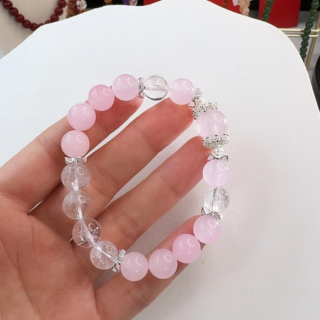 水晶手链未镶嵌公主风粉水晶手串
