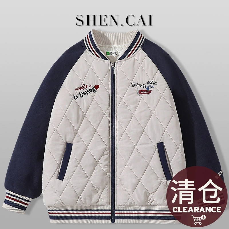 女童夹棉棒球服外套时髦青少年大童加厚上衣冬款学生夹克