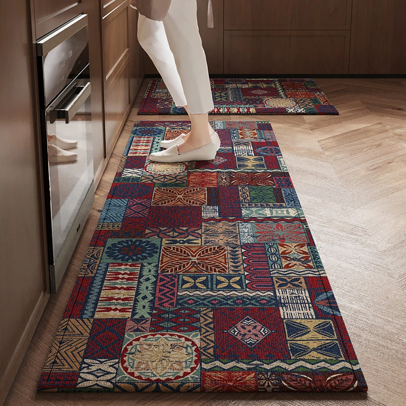 民族风厨房专用地垫吸油吸水耐脏长条地毯家用防滑可擦免洗脚垫子